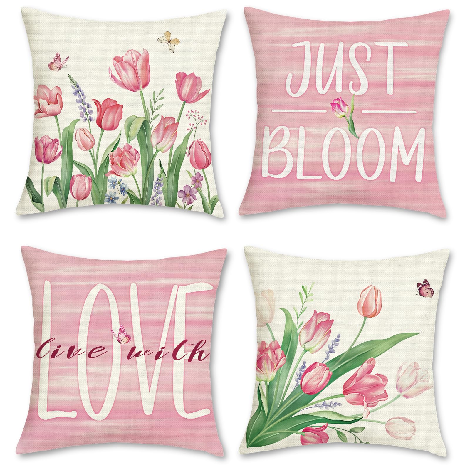 Bonhause 4 Pack Federa per Cuscini Tropicale Foglie 45 x 45 cm Pianta Verde Poliestere Biancheria Copricuscini Decorativi per Divano Letto