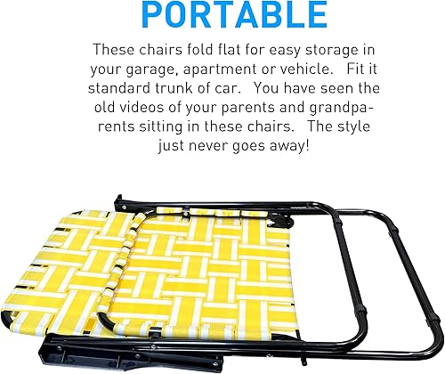 Miniatura 10 de EasyGo Product Silla de césped plegable de acero para tumbona de patio, asas de madera para camping, playa, pesca, patio trasero, estadio, piscina,