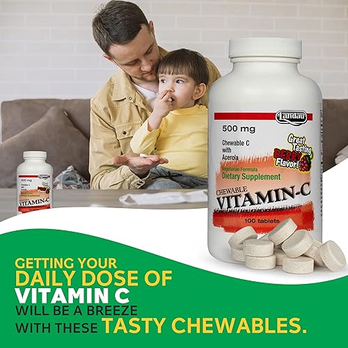 Miniatura 9 de Landau Caramelo masticable de vitamina C de 100 mg para niños y adultos - Suplemento de vitamina C fácil de tomar con acerola - Kosher y fabricado