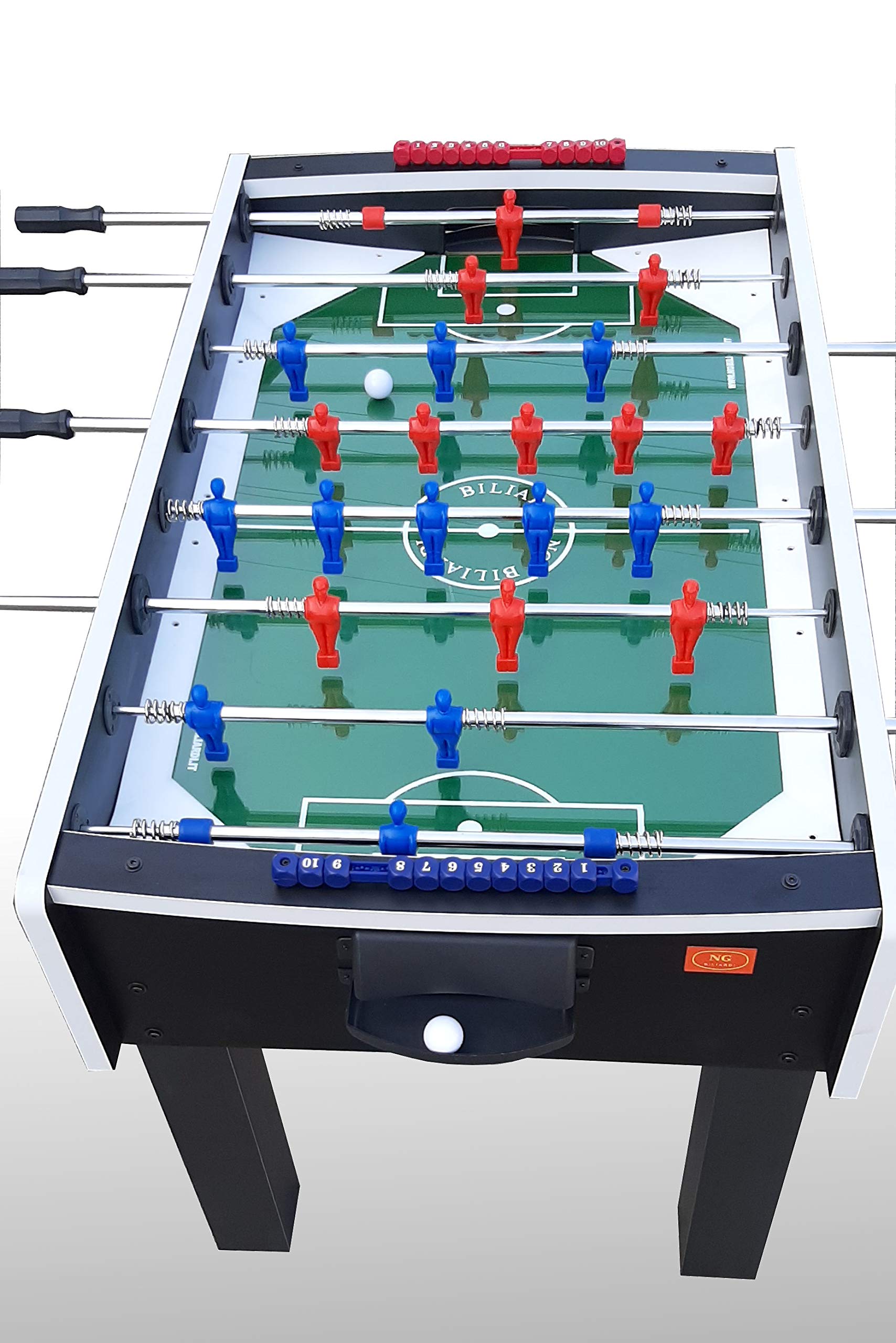 NG Biliardi Calcio Balilla Professionale Conrad con aste uscenti/Passanti e Piano in Vetro