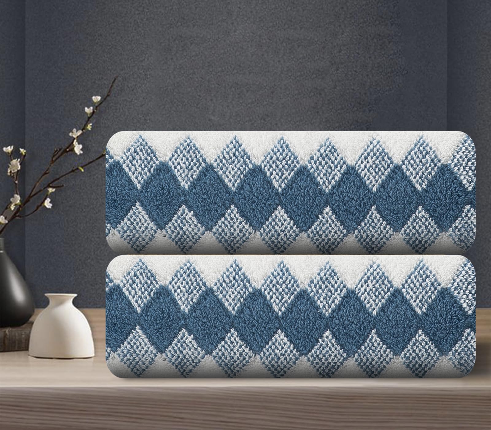 MAGGEA 2Pcs Hand Towel 16"x31" Towel Set for Bathroom,Highly Absorbent Quick Dry Face Towel for Daily Use,Soft Microfiber Multipurpose Kitchen Hand