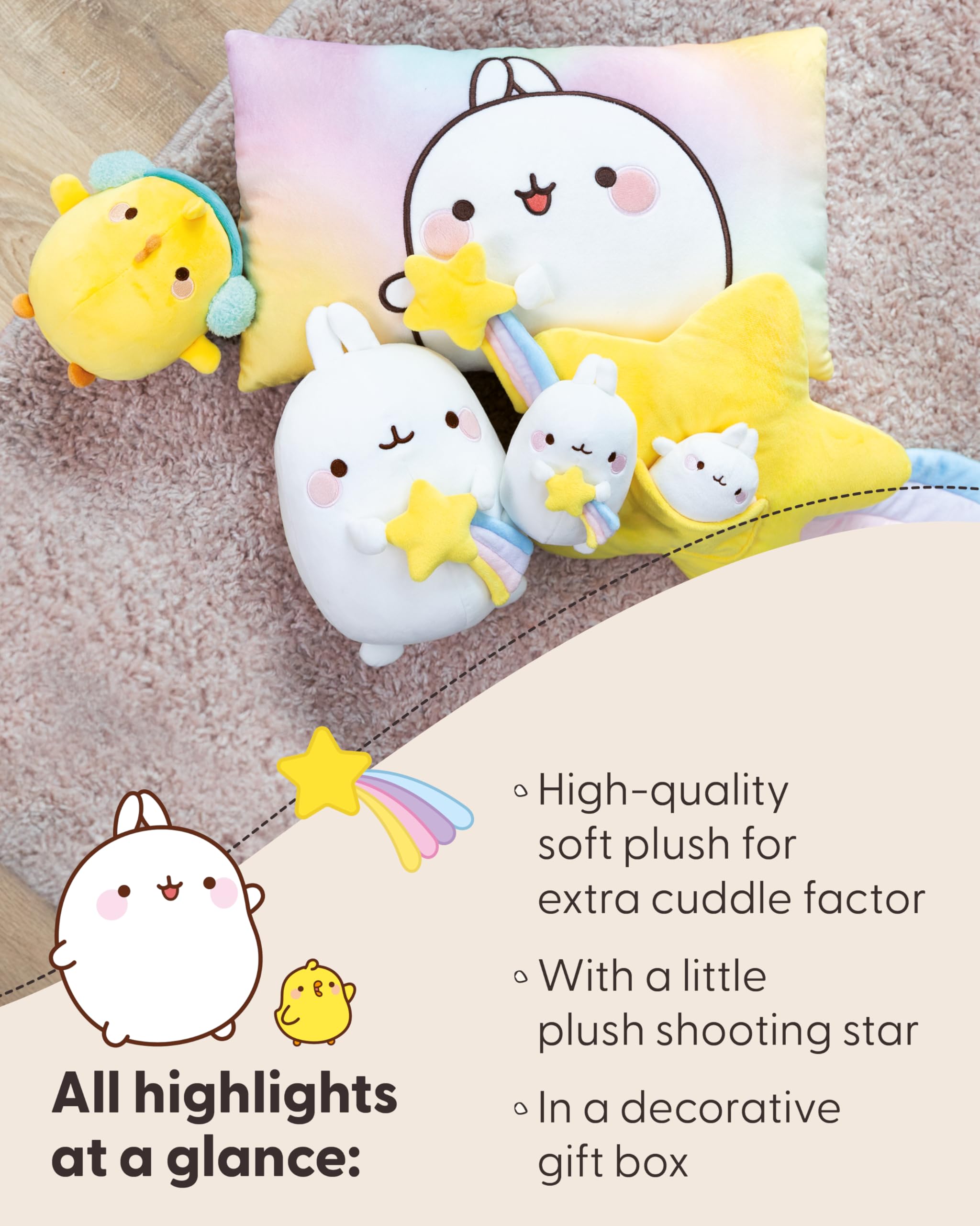 Knuffel MOLANG met hart ballon 12cm wit - Zacht speelgoed gemaakt van pluche, schattig pluchen knuffeldier om mee te knuffelen en te spelen, voor kinderen en volwassenen, geweldig geschenkidee
