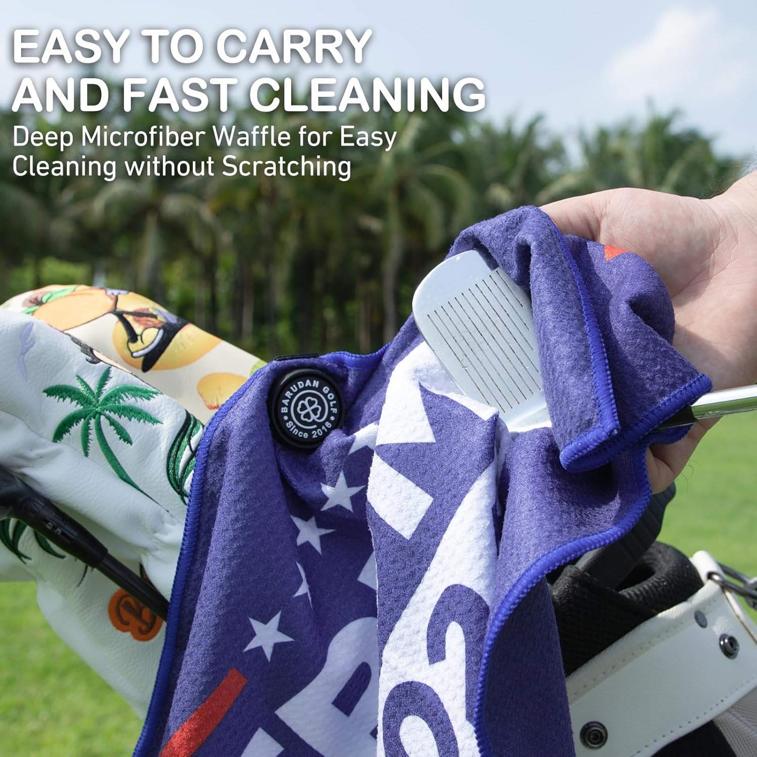 Golf Towels Funny Style Magnetic Golf Towel with Carabiner - Microfiber Golf Towel Magnet - Strengthen Magnet Golf Towels Hold to Golf Clubs, Carts, Golf Gifts for Men Golfer (Blue 2024) - Image 4