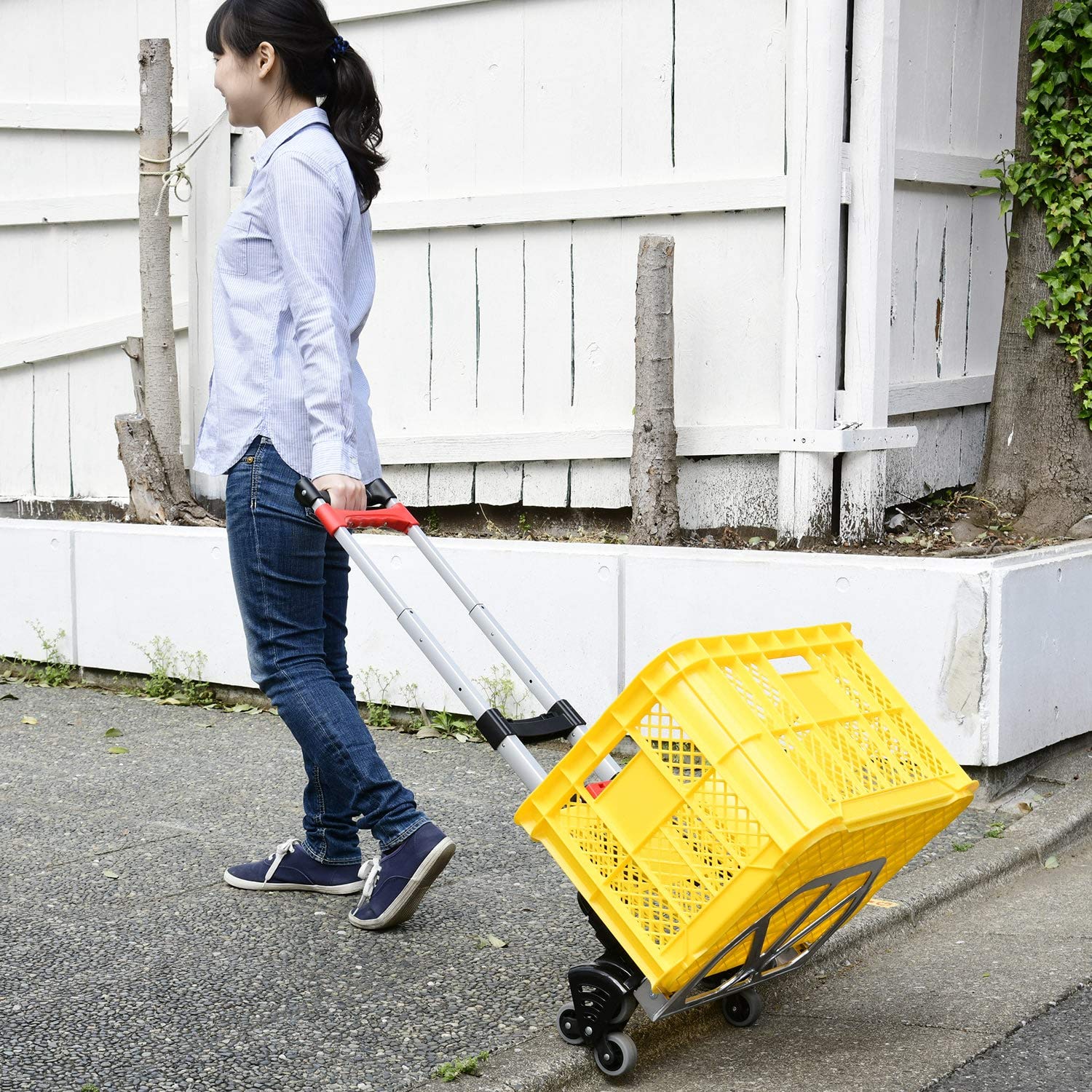 Amazon.co.jp: 山善(YAMAZEN) 折りたたみキャリーカート 軽量 段差に