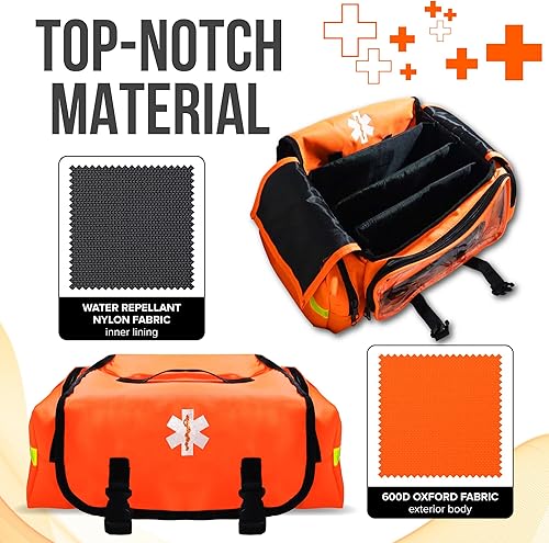 Miniatura 5 de JJ CARE Bolsa de trauma (287 piezas), bolsa médica EMT totalmente surtida para profesionales, kit médico de emergencia de primeros auxilios, kit