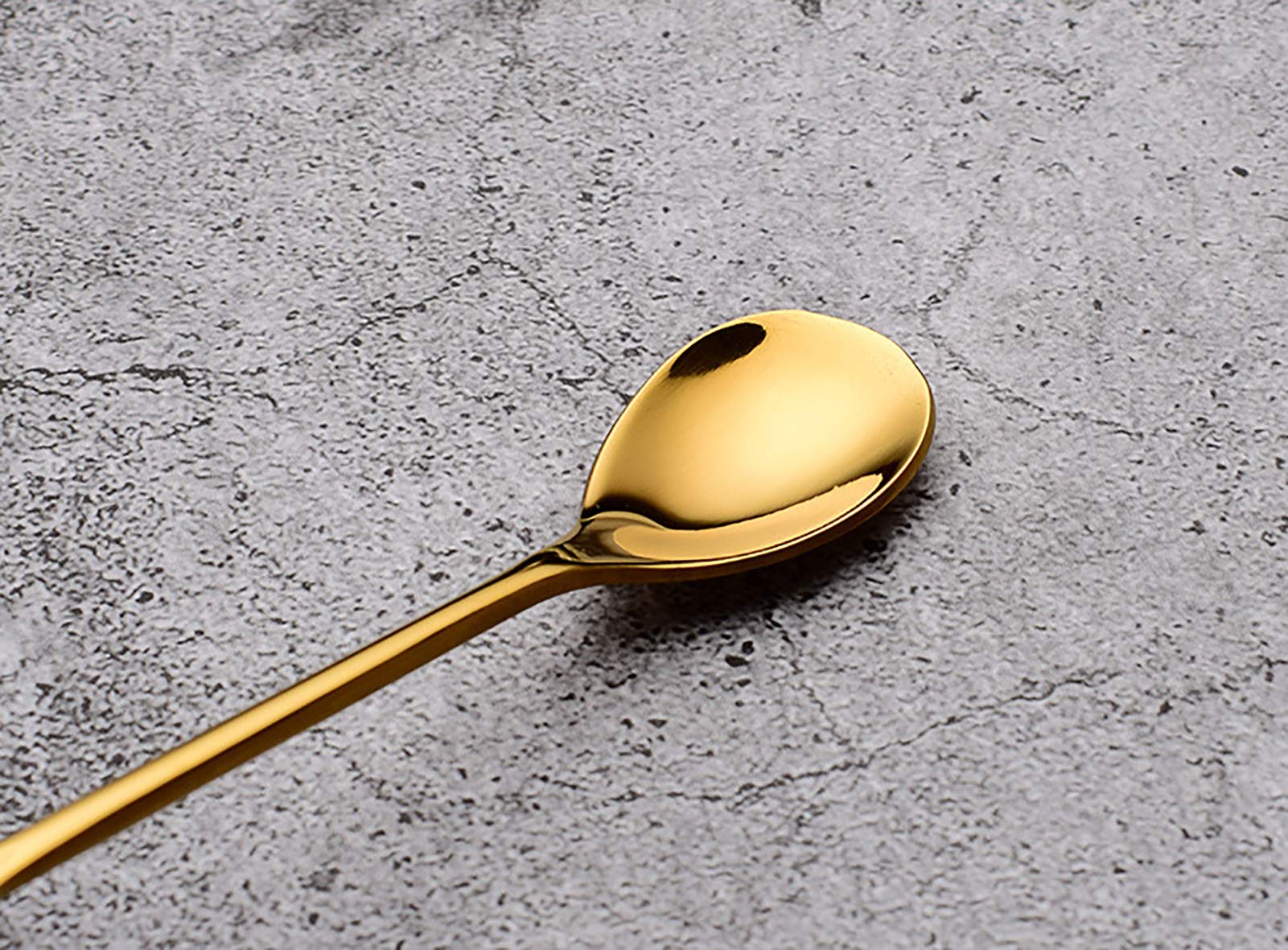 Gold Leaf - Juego de 6 cucharas de café retro Demitasse de 4.7 pulgadas, mini cubiertos de acero inoxidable, vajilla de cocina