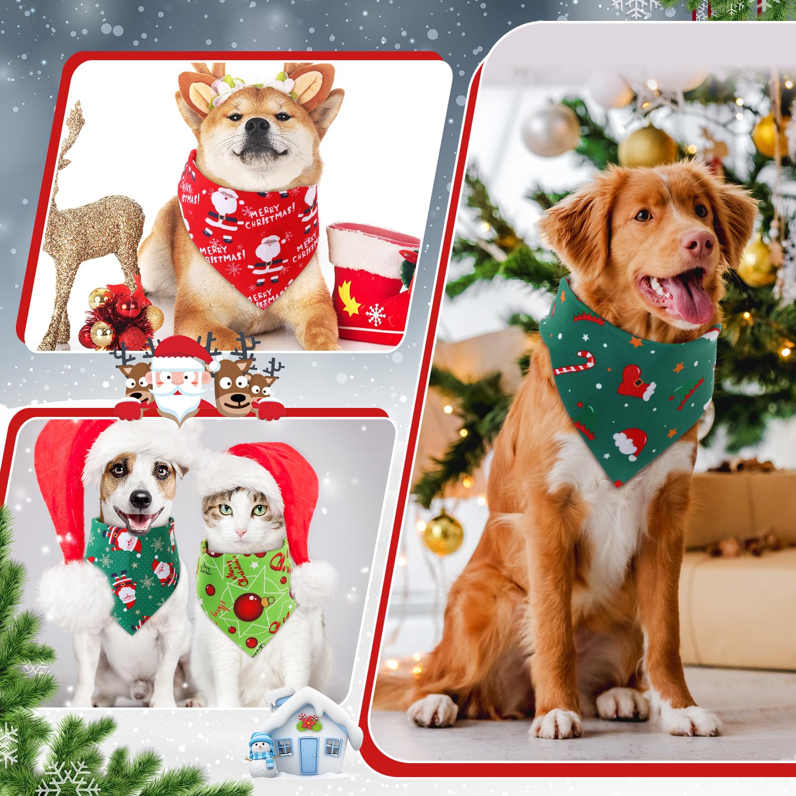 Preboun Weihnachts-Hundehalstücher für Hunde, 200 Stück, Grün und Rot, Hundehalstücher für Weihnachten, Welpen, kleine und große Hunde, Kostümzubehör (klein)