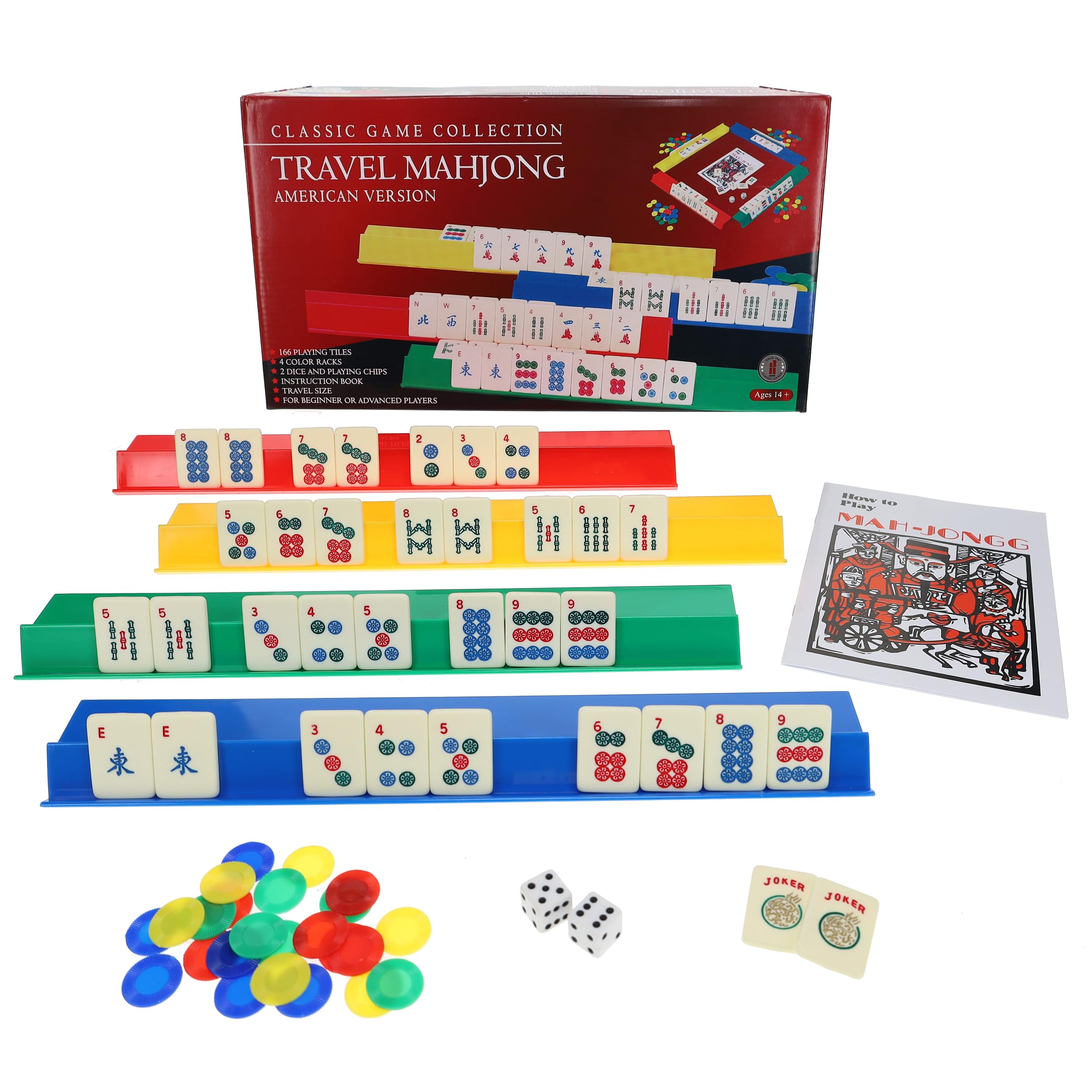 WE Games American Mahjong Set – Juego completo de azulejos Mahjong con azulejos, bastidores de colores, dados, fichas e instrucciones, juego de Mahjong perfecto para entusiastas WE Games American Mahjong Set – Juego completo de azulejos Mahjong con azulejos, bastidores de colores, dados, fichas e instrucciones, juego de Mahjong perfecto para entusiastas