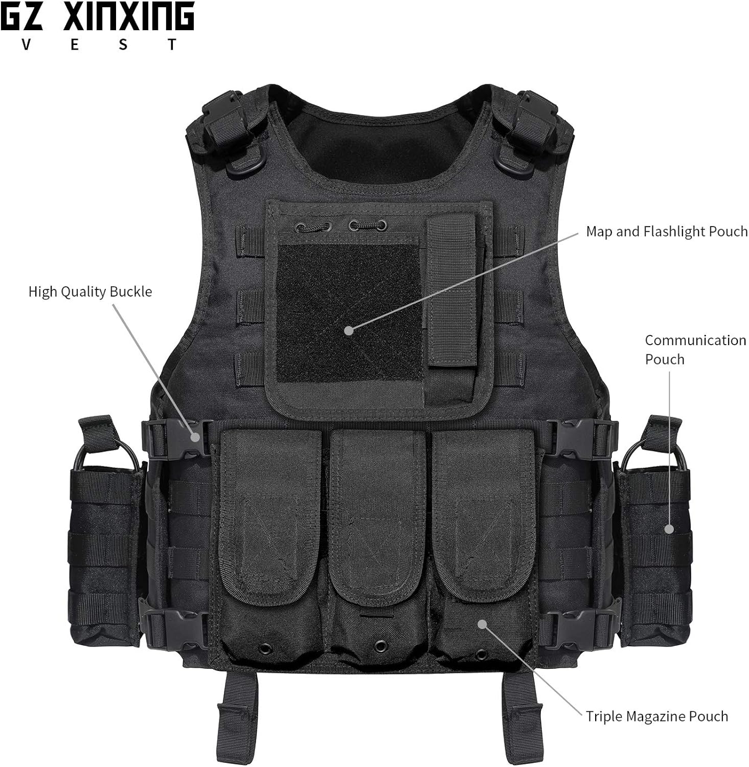 GZ XINXING Tactical Airsoft Paintball Vest (Black) : Sports & Outdoors