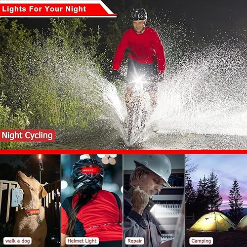 Miniatura 8 de Juego de luces de bicicleta recargables por USB, luz delantera y trasera, linterna para bicicleta, potente 5 modos de luz, impermeable, fácil de