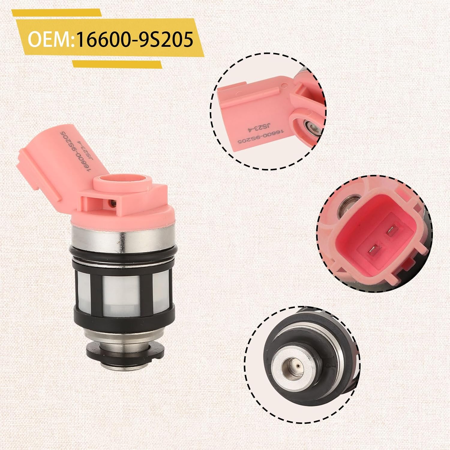 JS23-4 Fuel Injectors,Compatible with/Nissan 3.3 Frontier Xterra 1999-2004, Pathfinder 3.3L 1996-2000,Quest 1999-2002 |1 Holes| |Set of 6|