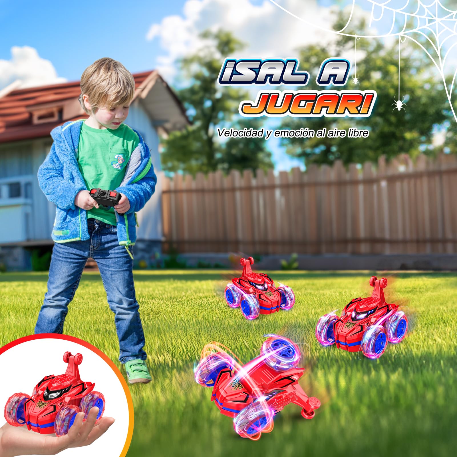 Braxel Coche Teledirigido Niños 3 4 5 6 años, Spider Juguetes Niños 3 4 5 6 7 8 9 Años Regalo Navidad Niño Regalo Niño Niña 3-10 Años Coches para Niños Coche Radiocontrol RC Car