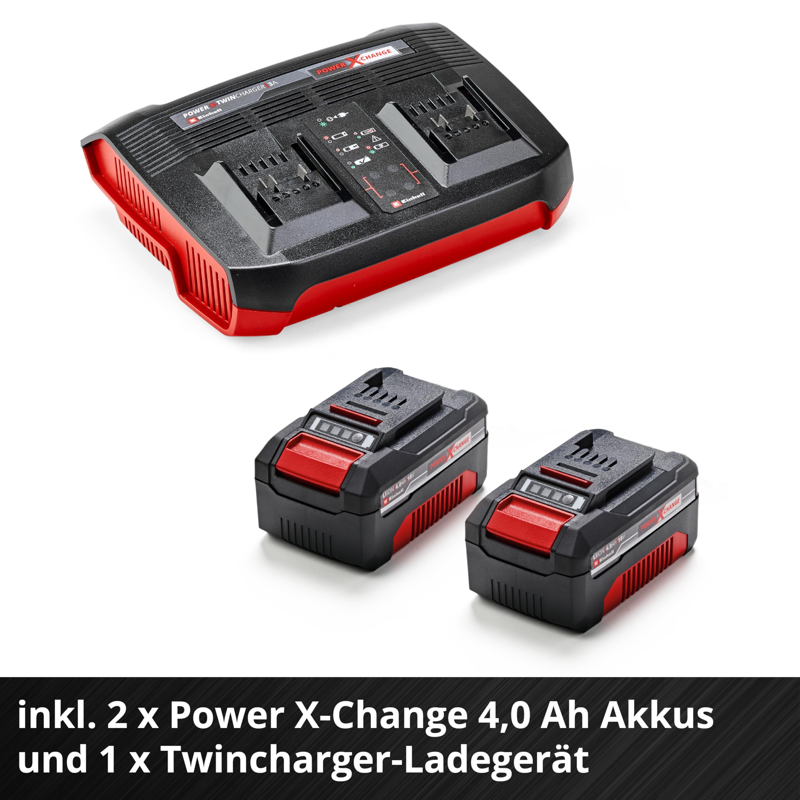 Einhell Akku-Rasenmäher GP-cm 36/450 Kit Power X-Change (36 V, 38 cm Schnittbreite, 450 m², Brushless, Mulchfunktion, 45 L Fangsack, inkl. 2 x 4,0 Ah Akkus + Twincharger)