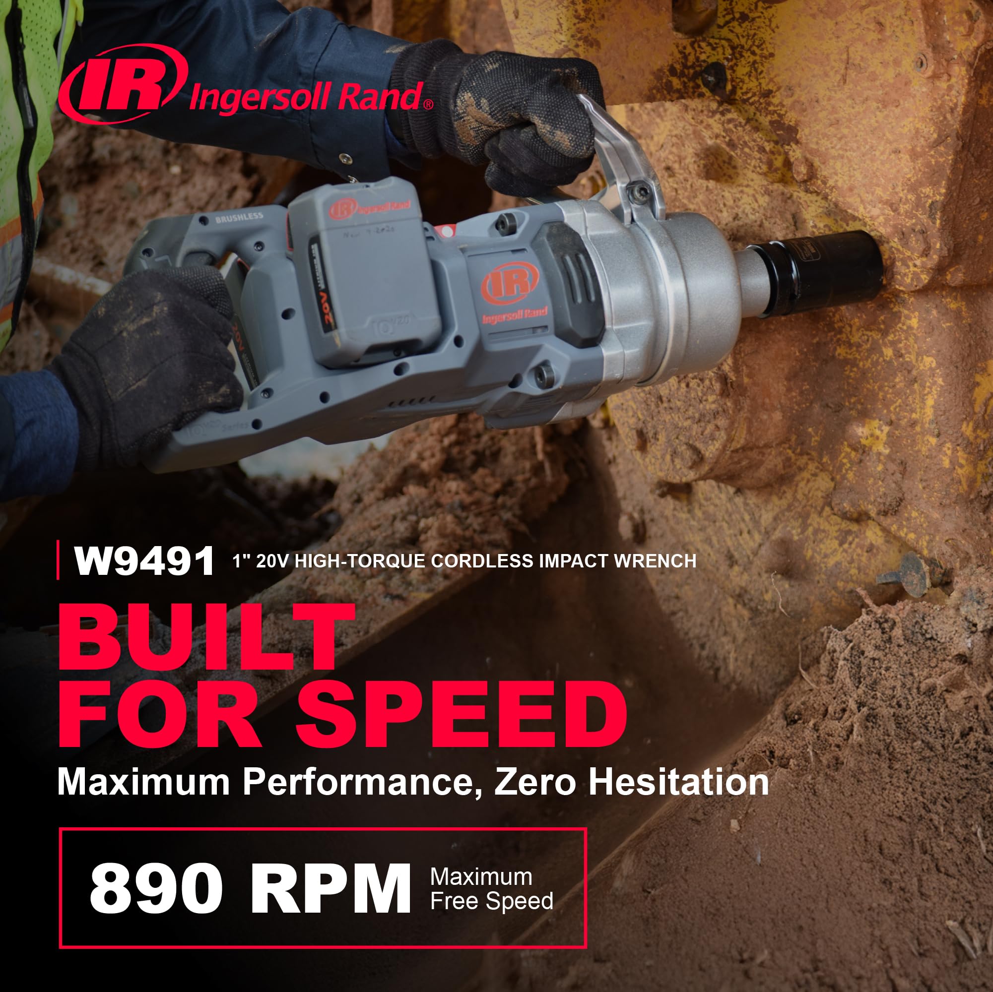 Ingersoll Rand Klucz Udarowy W9491-1" 20V Do Ciężkich Prac, Klucz Udarowy Do Dużych Obciążeń z Krótkim Wrzecionem, Akumulatorowy Klucz Udarowy, Wiertarka Udarowa, Elektronarzędzia