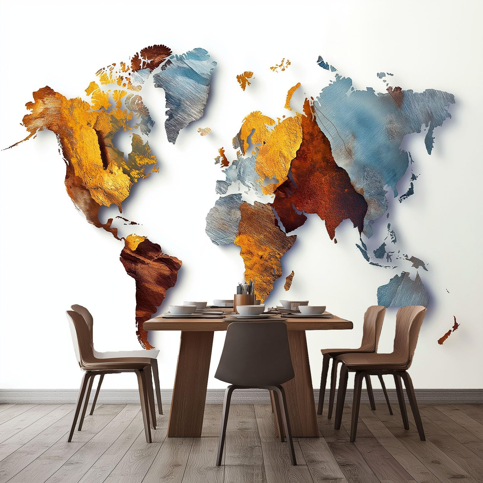 Générique Tapeta ścienna sypialnia akwarela mapa świata 400 x 280 cm, plakat ścienny obrazy gobelin, biały salon pokój dziecięcy tło ściana panoramiczna tapeta