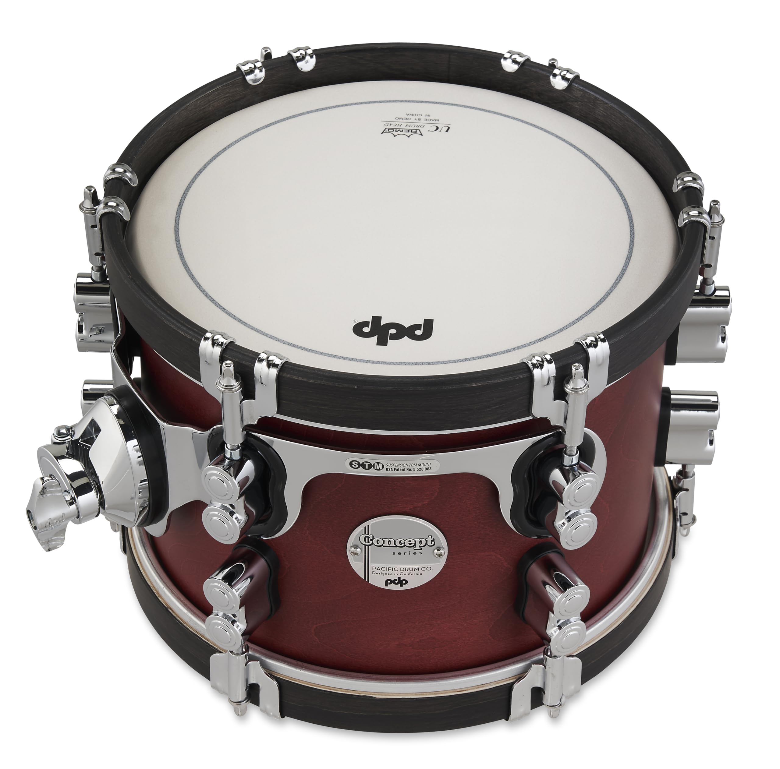 Pacific Drums Concept Classic - Tom 10" x 7", finition Ox Blood, cercles en finition ébène