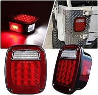 Vista 1 de Tail Lights Assembly Replacement for 1979-2006 Wrangler TJ YJ CJ5 CJ7 Red Square Rear Combination Tail Lamps with Passenger and Driver Side Marker