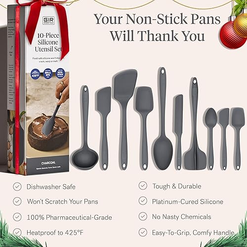 Miniatura 4 de GIR Get It Right - Juego de utensilios de cocina esenciales de silicona de 10 piezas, cucharón, espátula, abatible, cuchara y cuchara, utensilios de