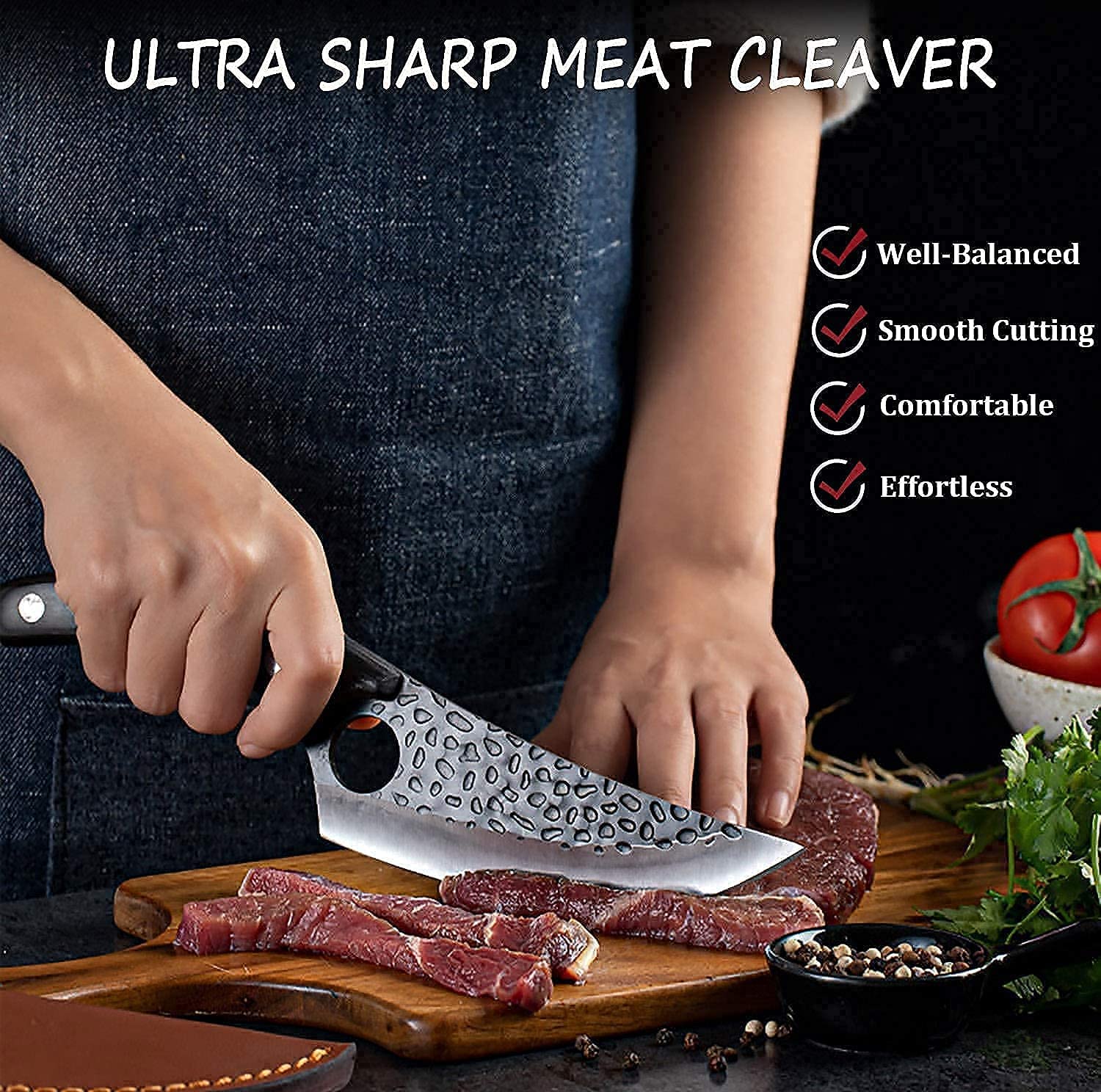 Kitory Viking Knife Butcher Boning Knife 6''Meat Cleaver Small Cleaver