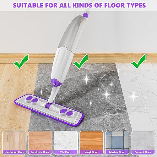 Miniatura 7 de TINA&TONY Trapeador con spray para limpieza de suelos mopa húmeda y seca con almohadillas reutilizables lavables de microfibra para pisos de vinilo