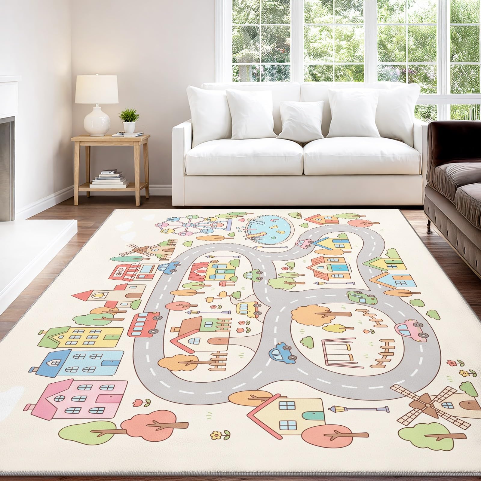 Dywan z nadrukiem o dużej powierzchni 80 x 150 cm salon mapa miasta