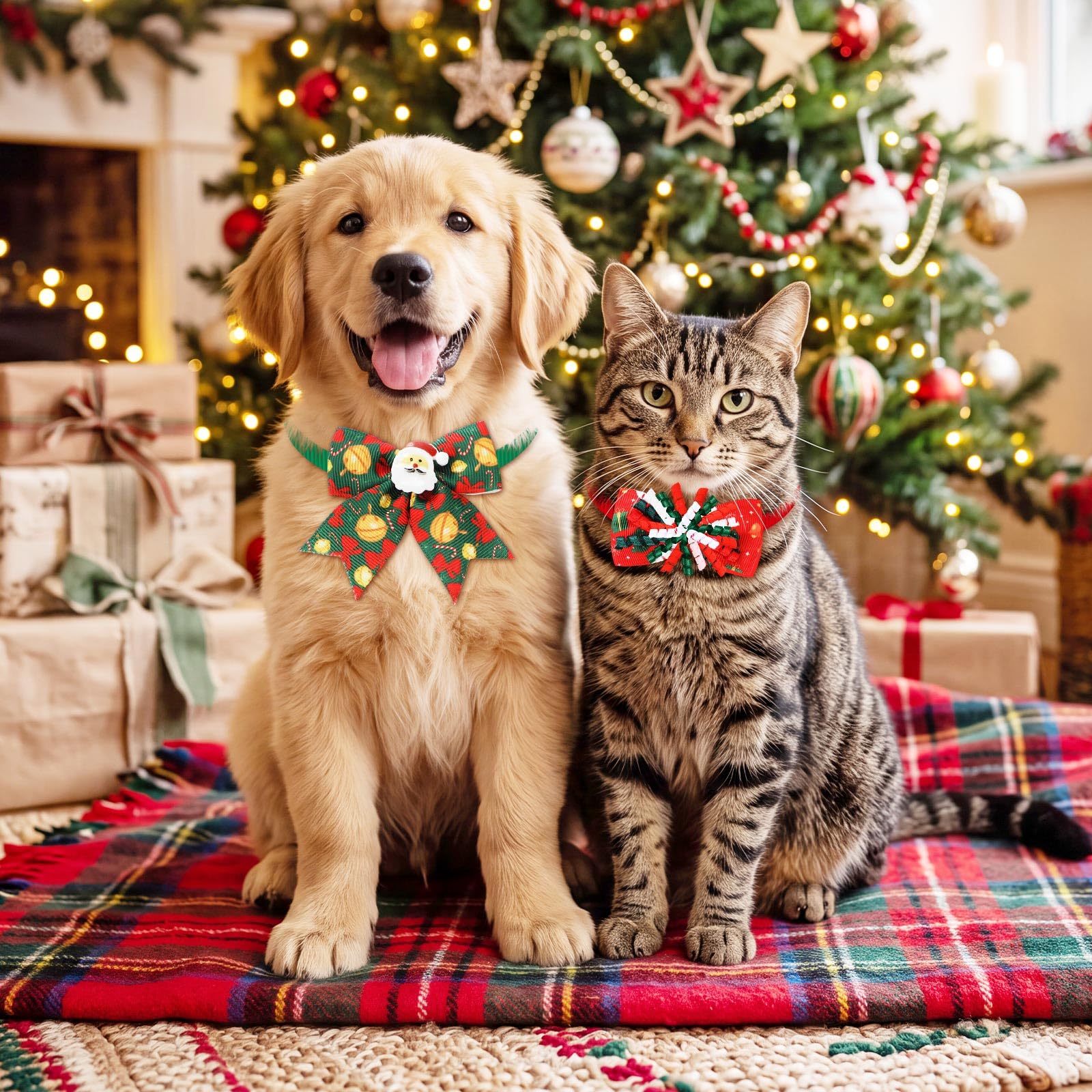 Huhumy 100 Stück Weihnachts-Hunde-Fliegen, verstellbar, Haustierhalsband