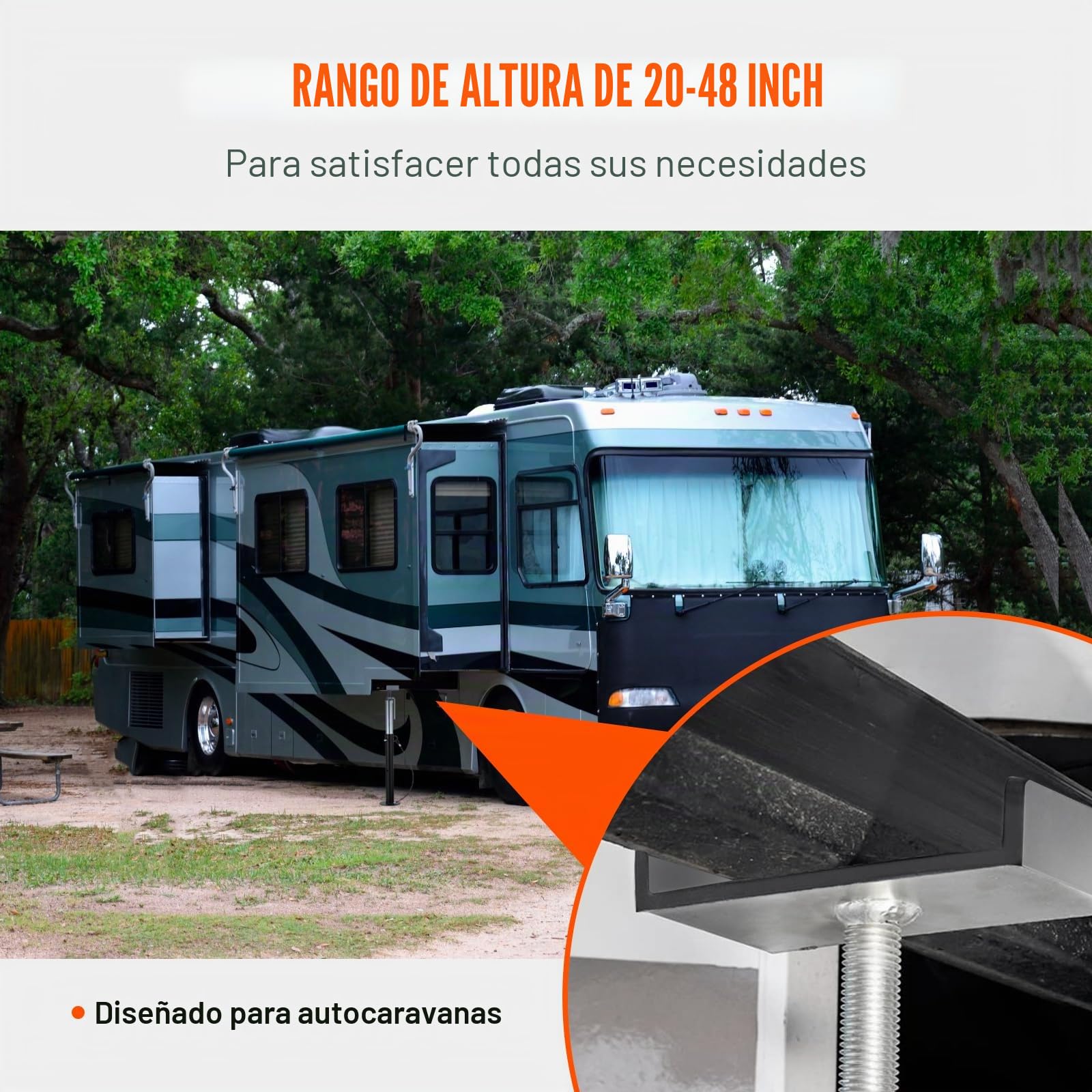 VEVOR Gato Estabilizador 2PCS Pata de Cabra para Caravanas 2,27x2T Soporte de Aparcamiento para Autocaravana en Acero Robusto Altura Regulable 500-1230 mm Compacto para Remolque 510x135x135 mm