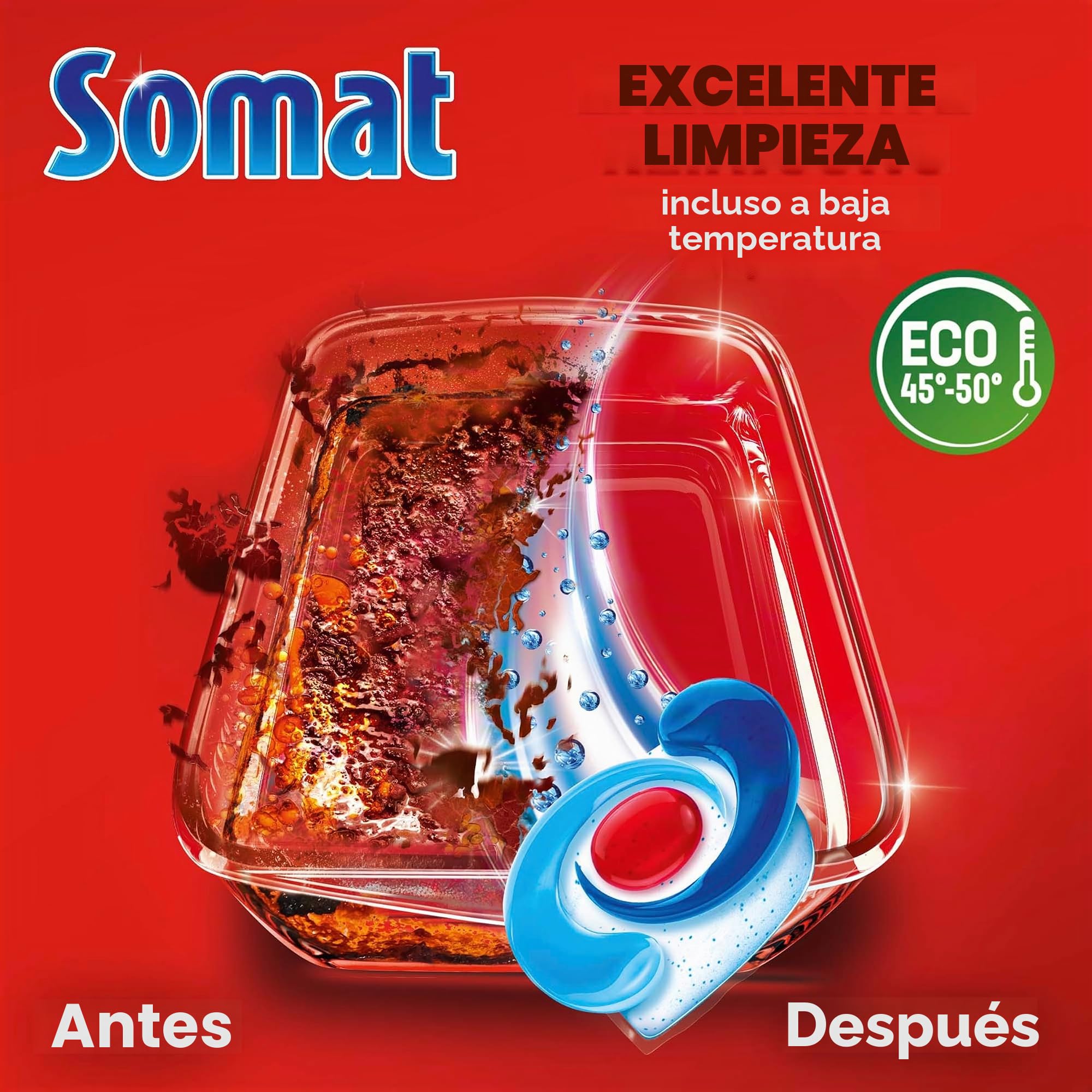 Somat Caps Excellence 4 en 1 (141 tapas), pastillas para lavavajillas de liberación rápida, tapas Somat para una excelente limpieza y brillo incluso en el programa Eco & a bajas temperaturas