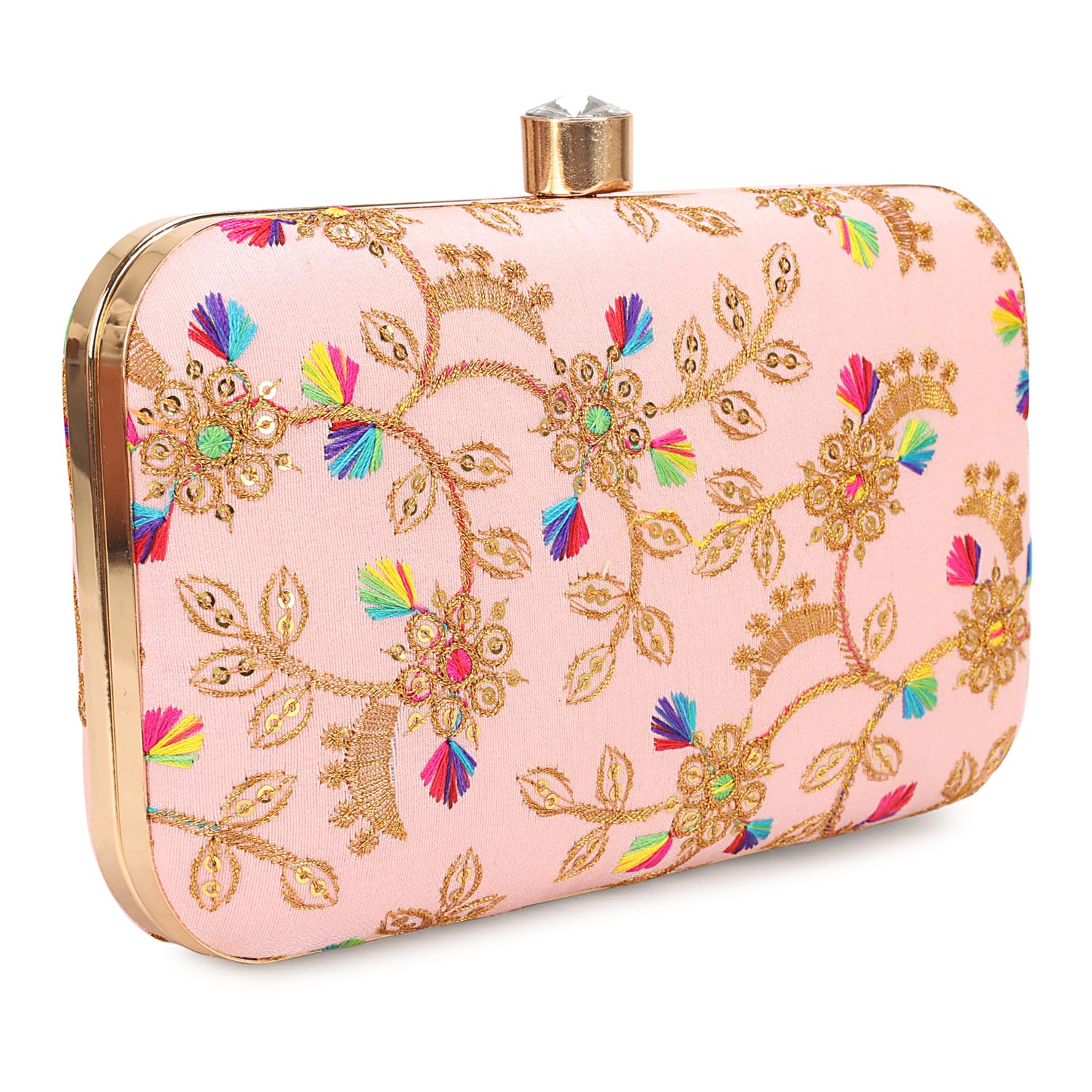 LONGING TO BUY Hand Crafted Designer Box Clutch - Zari Embroidery For Women