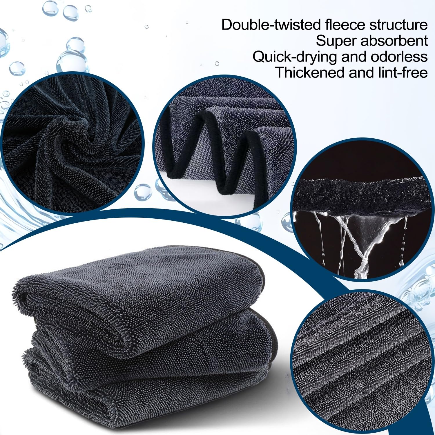 Paño Secar Baño, Toalla Microfibra Gasa Gruesa, Superabsorbente, Ideal For Limpiar Ventanas Coche, Duchas, Baños Cocinas(3packs,60x90cm)