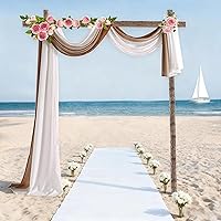 Vista 3 de NAPEARL Cenefa de Bufanda Ombré para Ventana, Cenefa Romántica de Voile Degradado para Telón de Fondo de Ceremonia, Arco de Boda, Dormitorio