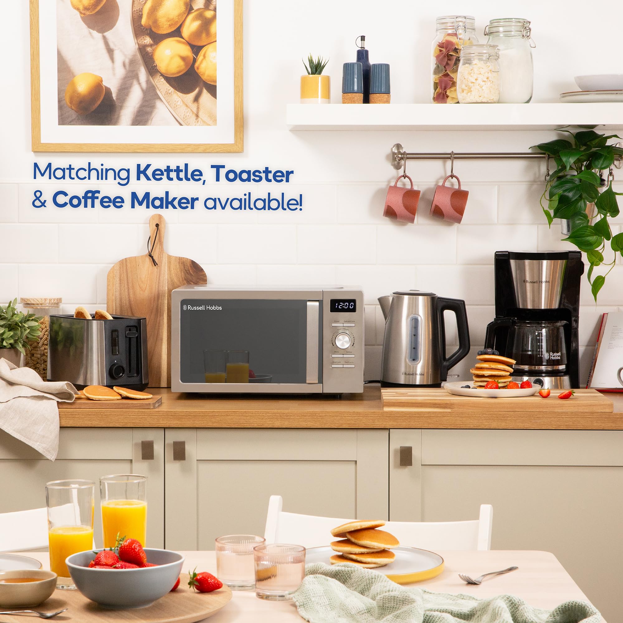 Russell Hobbs Micro-onde numérique en acier inoxydable 20 litres 800 W Solo Digital avec 5 niveaux de puissance, fonction de décongélation et nettoyage facile, minuterie de 60 minutes, 8 menus