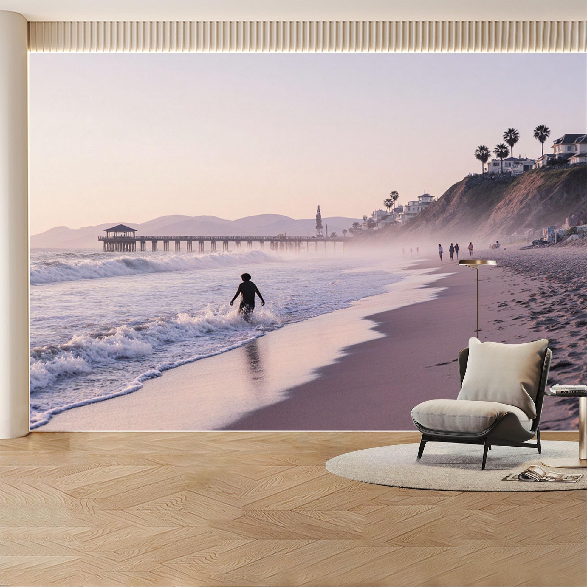 Custom Wall Mural Wallpaper Ocean Beach Landscape Nature Wall Decor Large Wall Art Tropical Sunset Misty Removable SelfAdhesive Large Photo for Living Room， Bedroom， Office