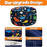 Vista 56 de Lukeight - Puf de almacenamiento de animales de peluche para niños, funda para puf de dinosaurio con cremallera para organizar la habitación