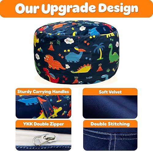 Miniatura 51 de Lukeight - Puf de almacenamiento de animales de peluche para niños, funda para puf de dinosaurio con cremallera para organizar la habitación