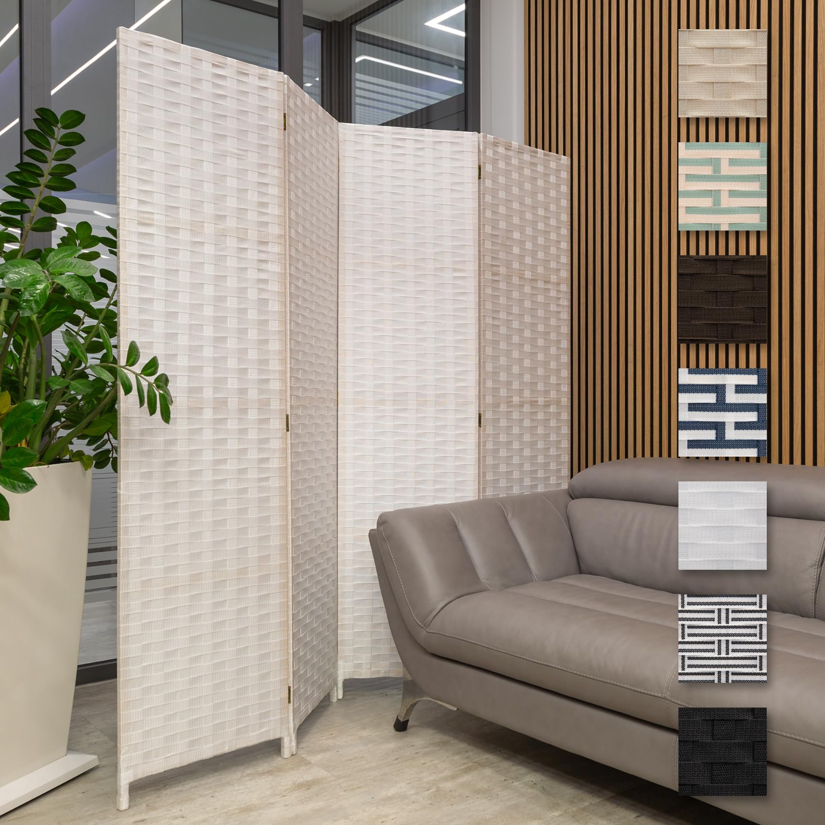 Separatore di Spazi HEXIM 180x180 cm - Paravento pieghevole a 4 pannelli - Decorazione divisoria degli spazi, autonoma, portatile (LR194-bianco)