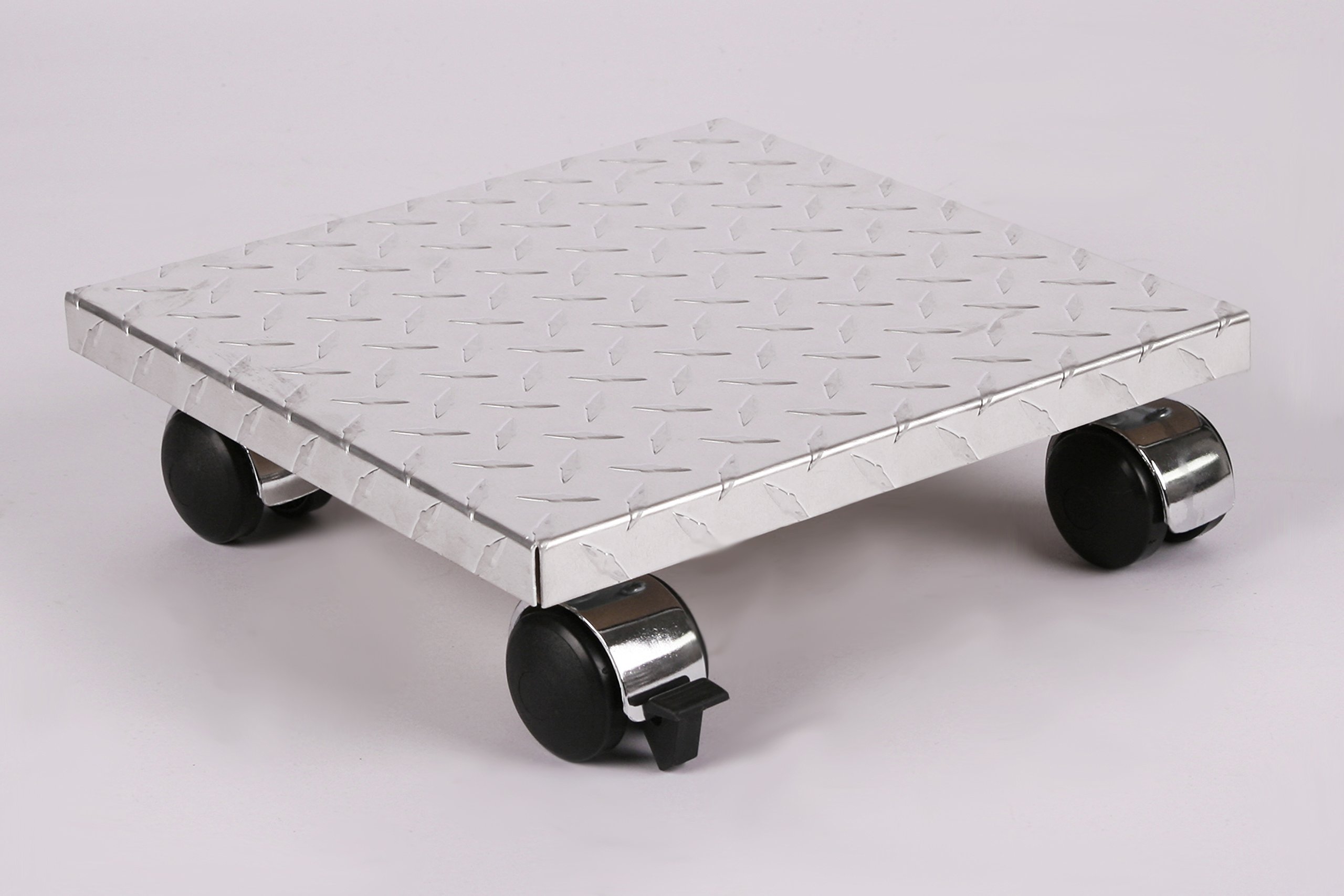 Möbelroller/Pflanzenroller (Profi) 30x30 cm, ALU, 120kg, Chromrollen + Bremse, Marke: Szagato, Made in Germany (Design-Pflanzenroller Transportroller Rollbrett)