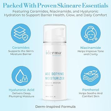 Skincare Age Defying Moisturizer with Ceramide Moisture Retention Hydrating Face Moisturizer for Dry, Sensitive, Aging Skin Barrier Support and Lightweight Daily Cream for Women and Men