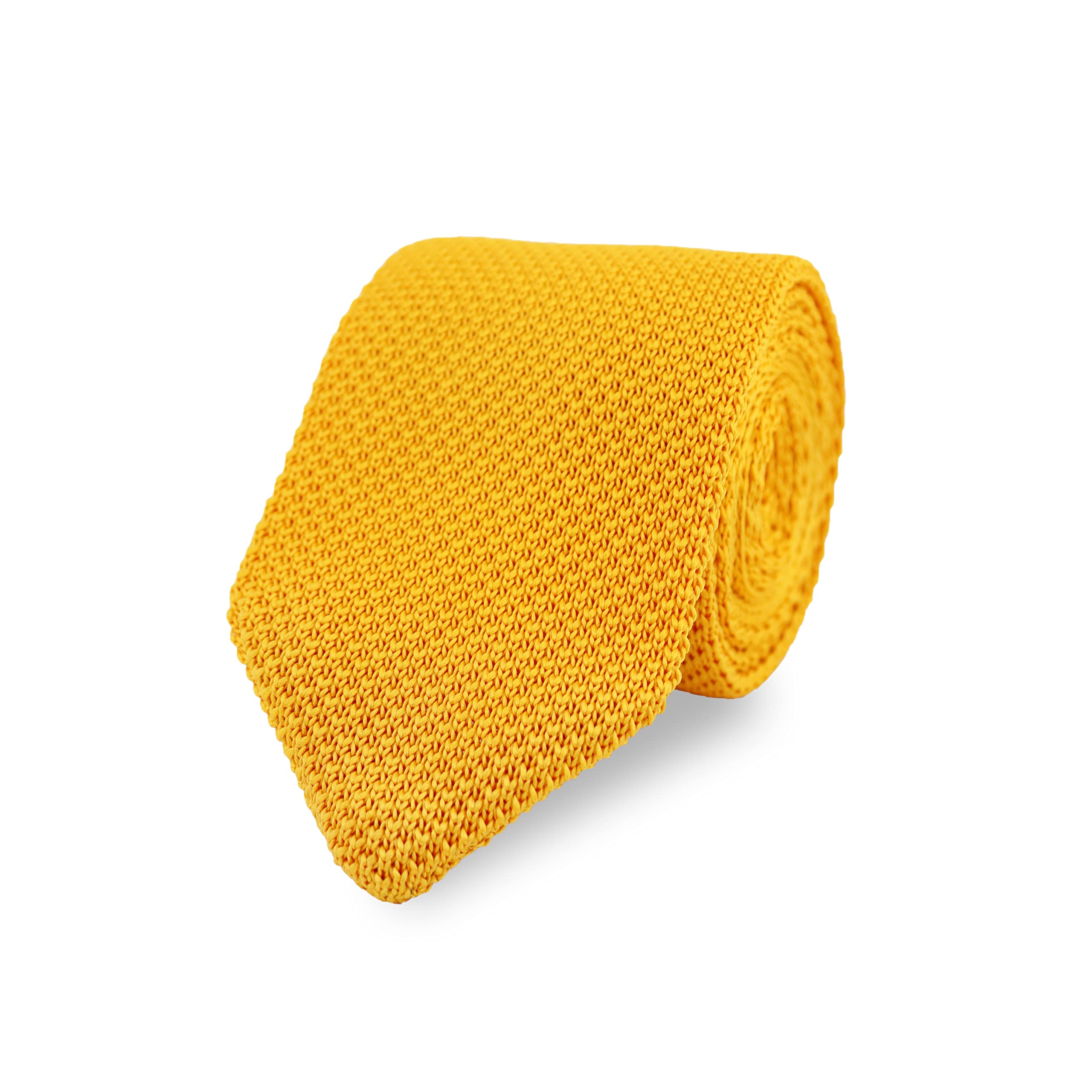 The Gents Lab Men's Mustard Yellow - 100% Polyester Diamond End Knitted Neck Tie (Mustard Yellow)