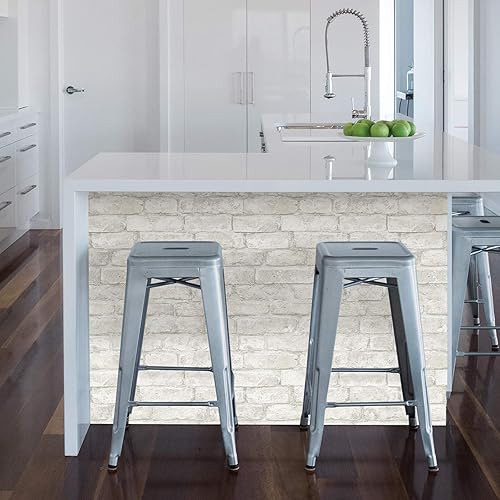 Miniatura 6 de InHome NHS3709 Denver Brick Peel Stick - Papel pintado, color blanco y blanquecino