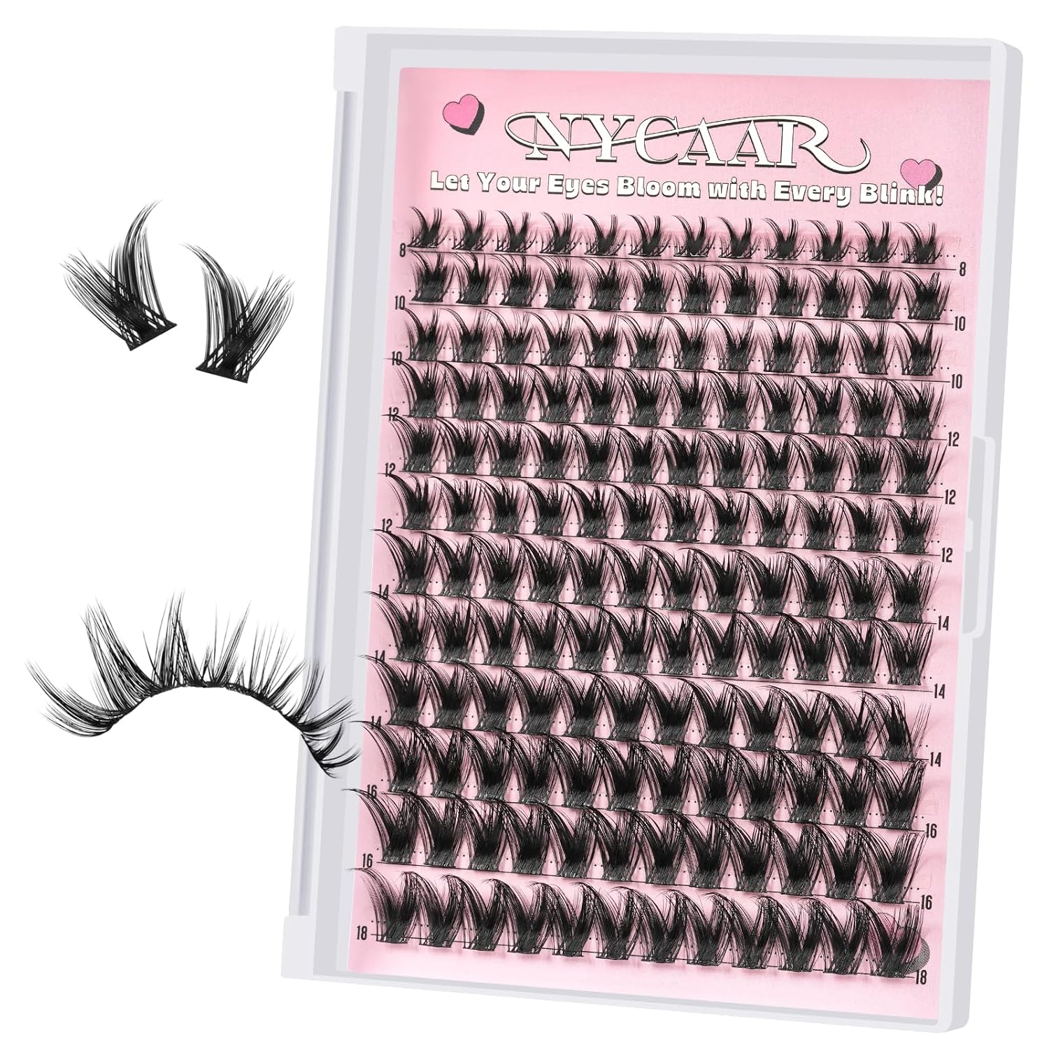 NYCAAR Lash Clusters Manga Eyelash Clusters Anime 144pcs D Curl Wispy Individual Lashes with Soft Thin Band Lash
