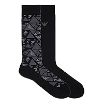 Emporio Armani 2-pack Long Socks, Calzini Uomo, Nero, Taglia unica
