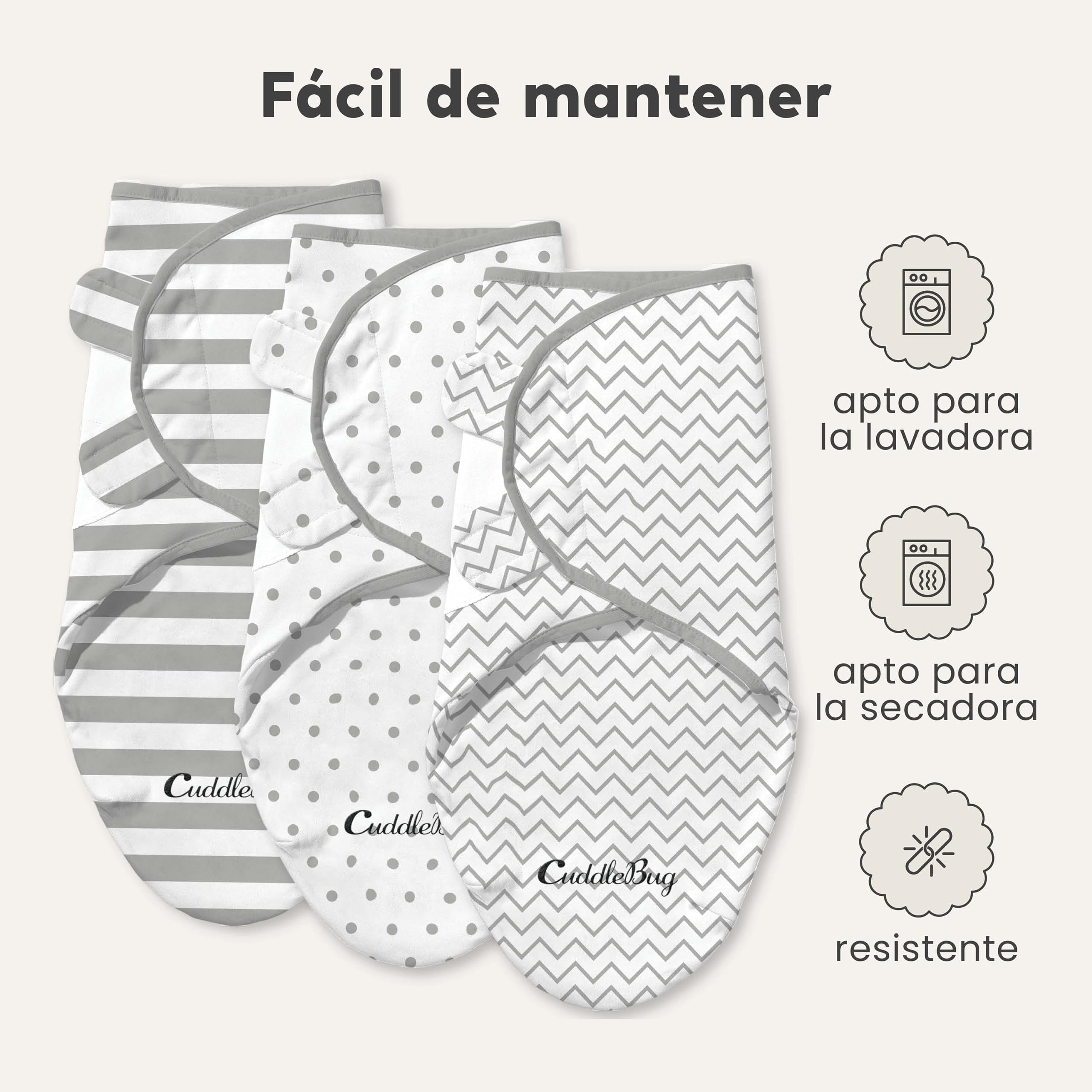 CuddleBug - Manta Ajustable para bebé (3 Unidades, tamaño pequeño/Mediano, 0-3 Meses)