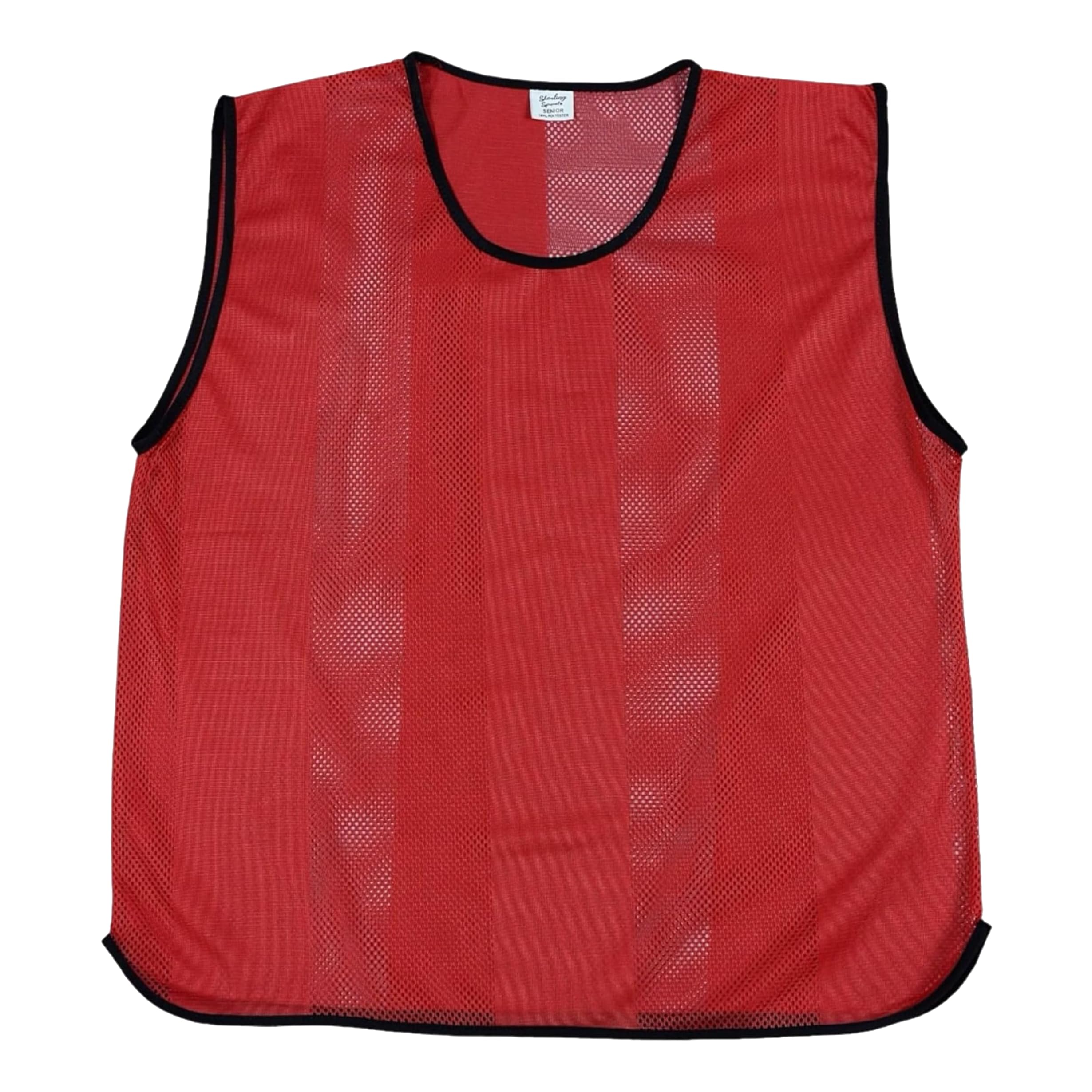 Sterling Sports 5 X Training Bibs Sports Mesh Football Bibs Adult (Pack of 5) - Quick Dry Football Training Equipment For Soccer, Rugby, Basketball & Cricket Bibs (Red, Junior)