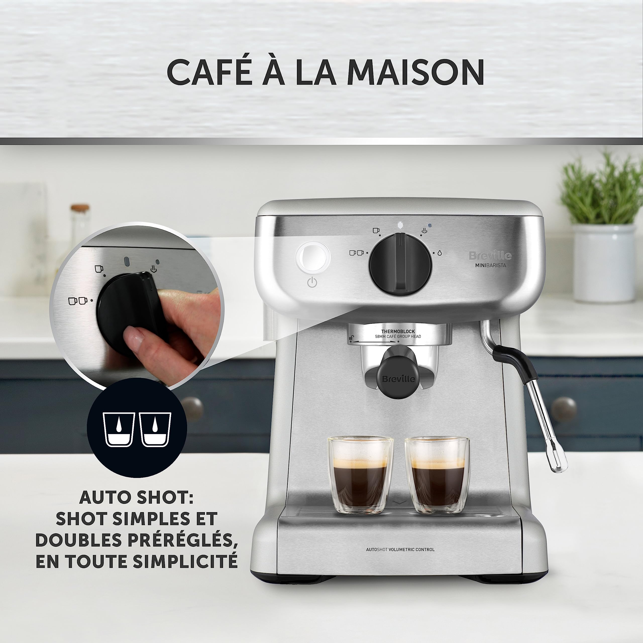 Breville Barista Mini Cafetière/machine à expresso semi-automatique | avec buse à vapeur pour faire mousser le lait & pompe italienne de 15 bars [VCF125X]