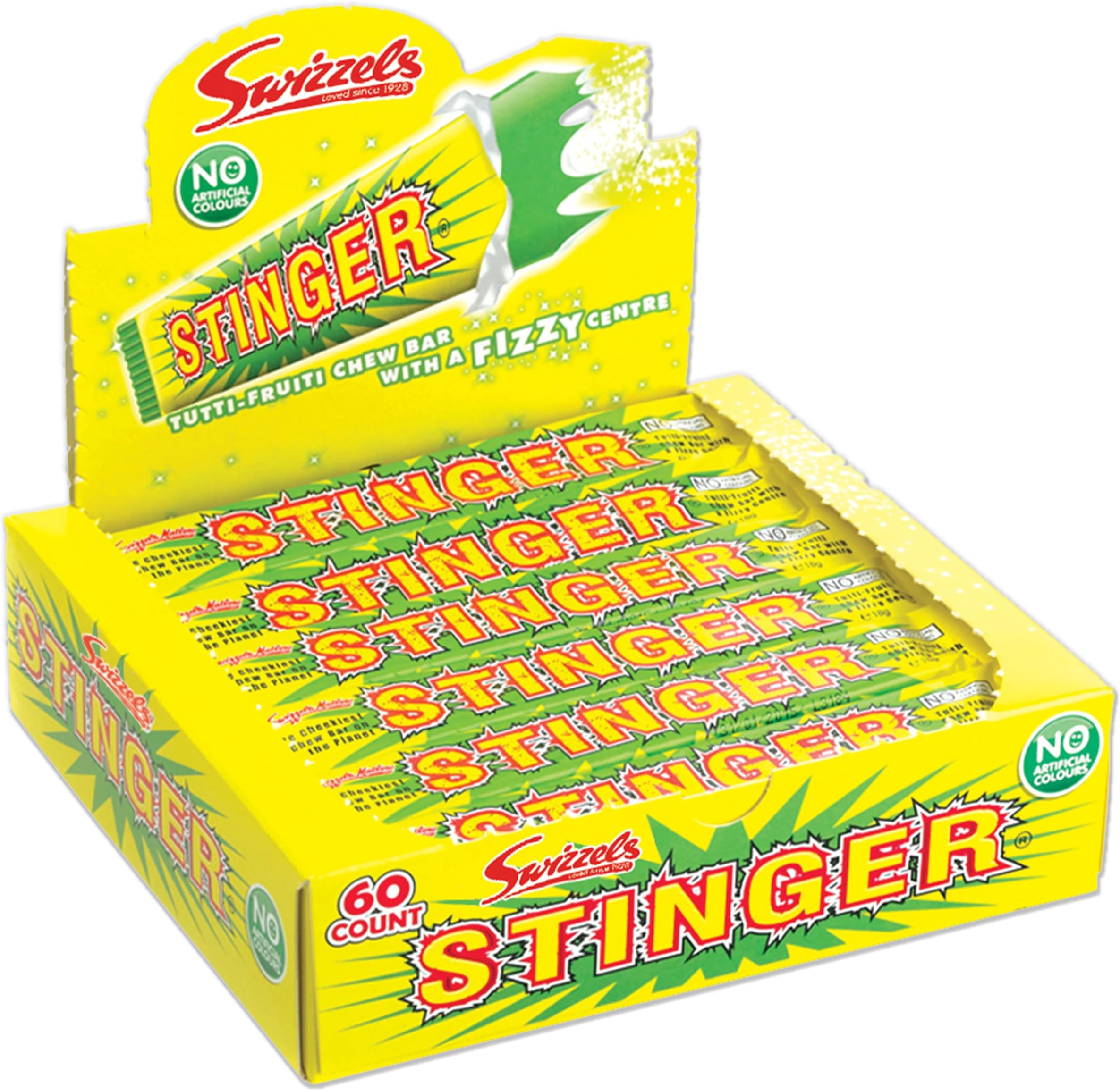 Stinger Tutti Frutti Chew Bar Sweets with a Fizzy Centre Vegan Chew Bars Multipack of 60 Bars Original 60 Count Pack of 1