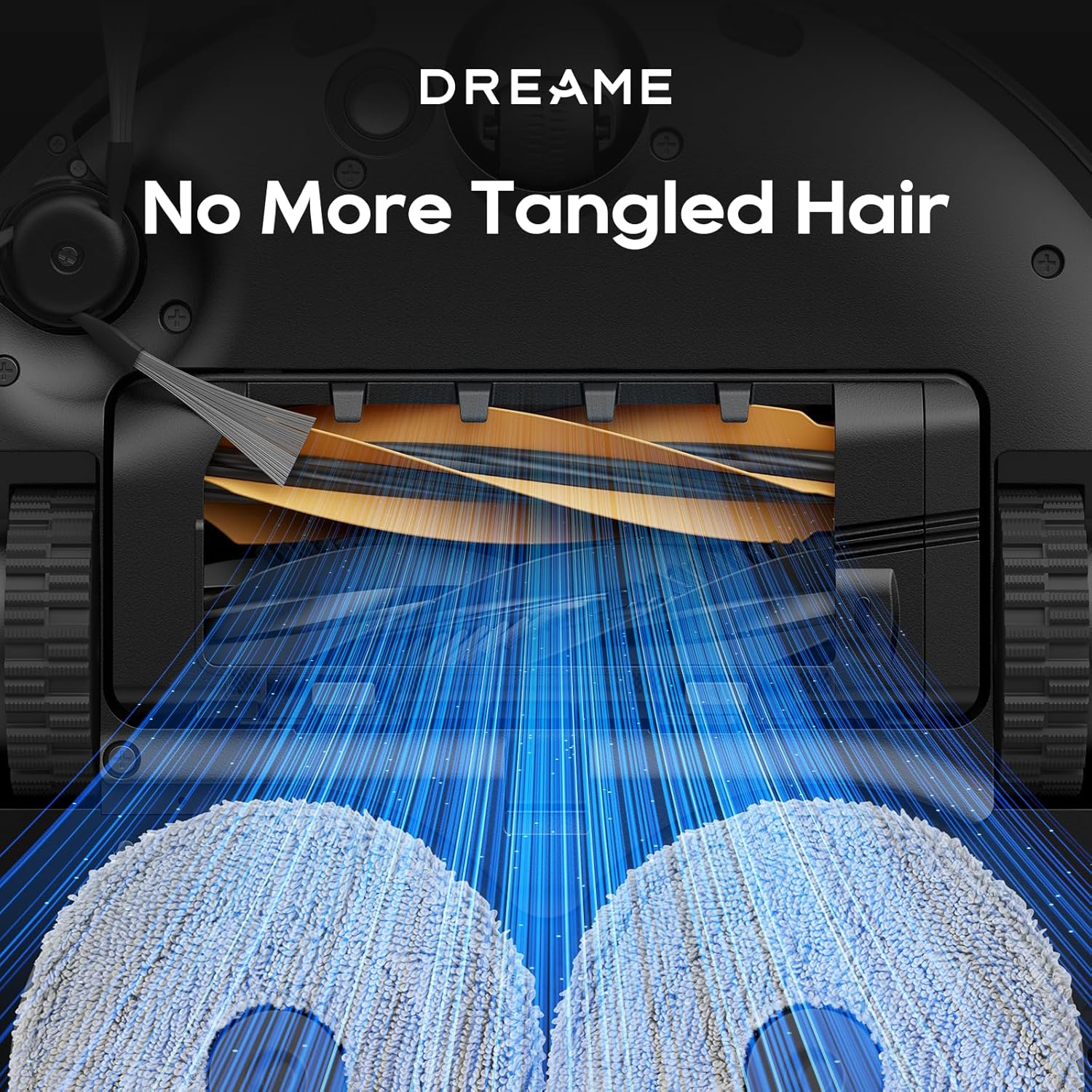 DREAME HyperStream Detangling DuoBrush i aktion, viser ingen filtrede hår