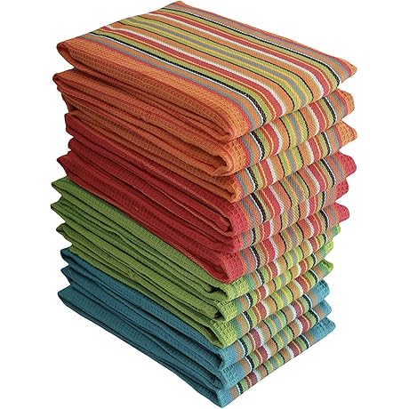Simpli-Magic 79335 Salsa Stripe Kitchen Dish Towels: Elevate Your Mexican Kitchen with Vibrant Style