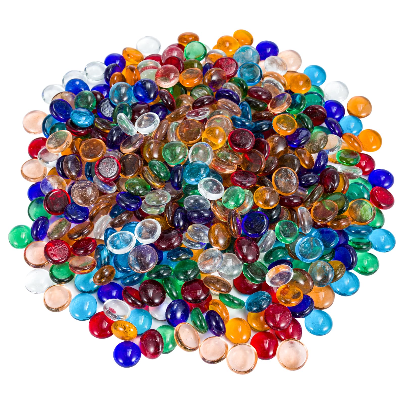 M.J COMFY-LIFE 400Pcs(About 1800g) Decorative Glass Pebbles, 17-20MM Decorative Stones Granulates, Glass Beads for Craft, Home Décor, Vase Filler, Weddings, and Party Decorations