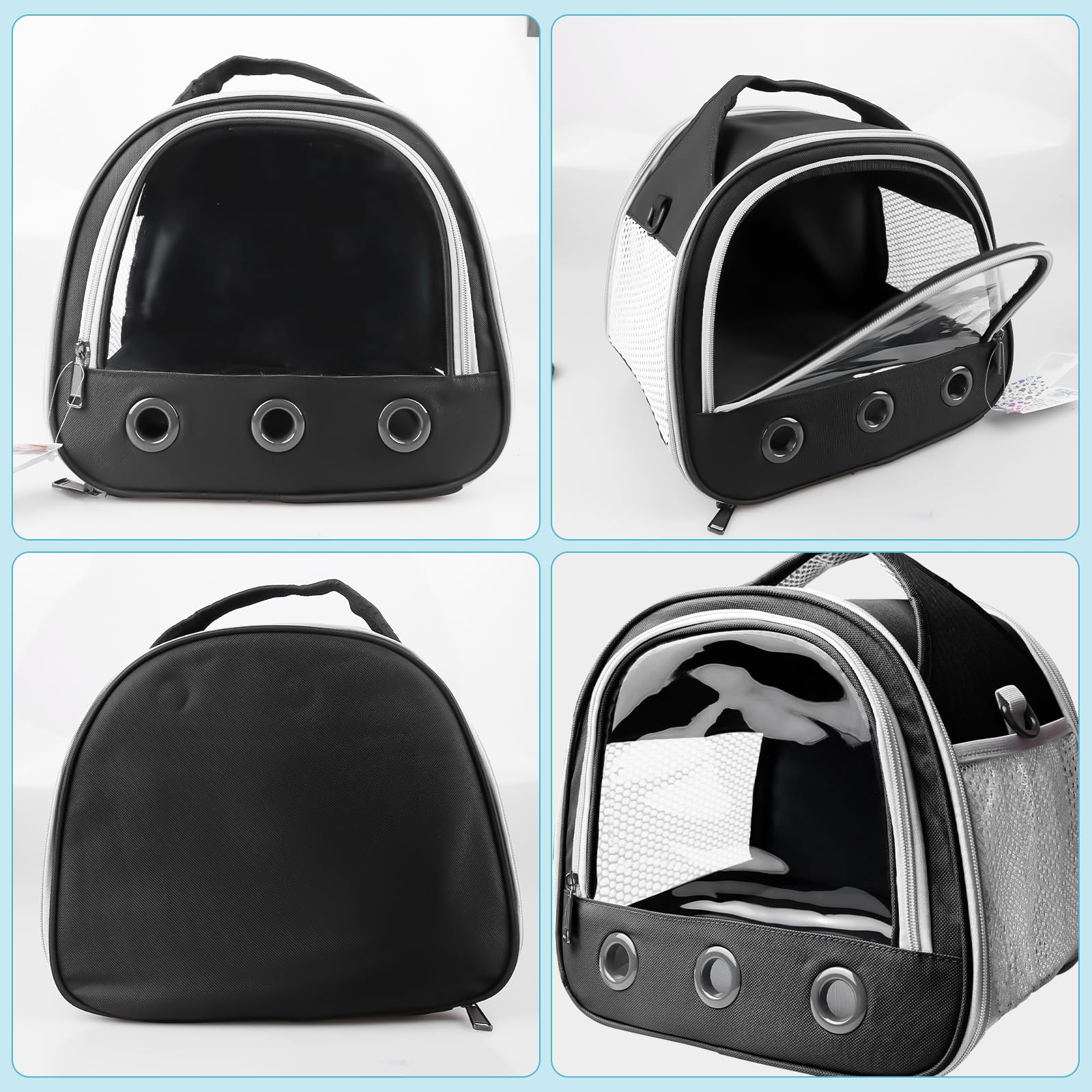 Boîte de transport pliable avec bandoulière pour chat, chien, lapin, hamster - 30 x 21 x 27 cm - Noir